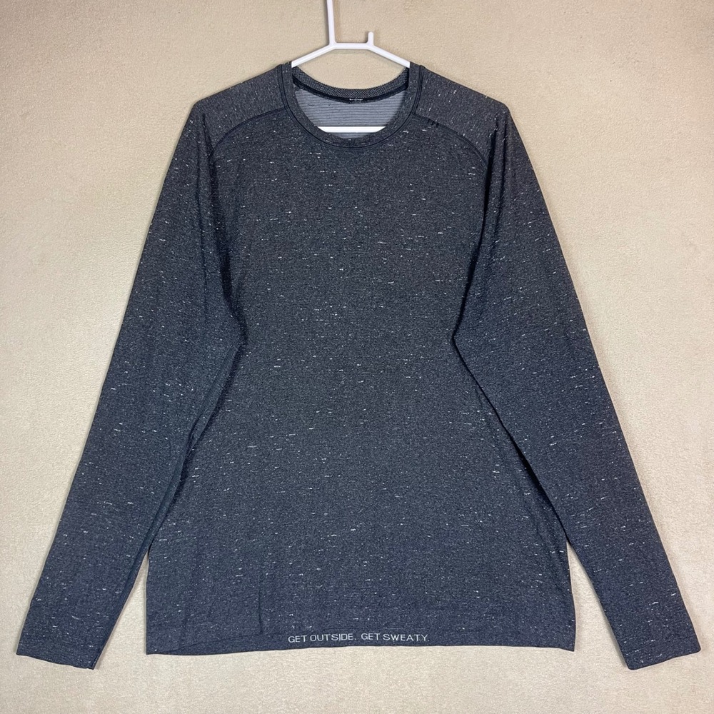 Lululemon Mens‎ XL Long Sleeve Gray Metal Vent Speckled Training Workout Shirt